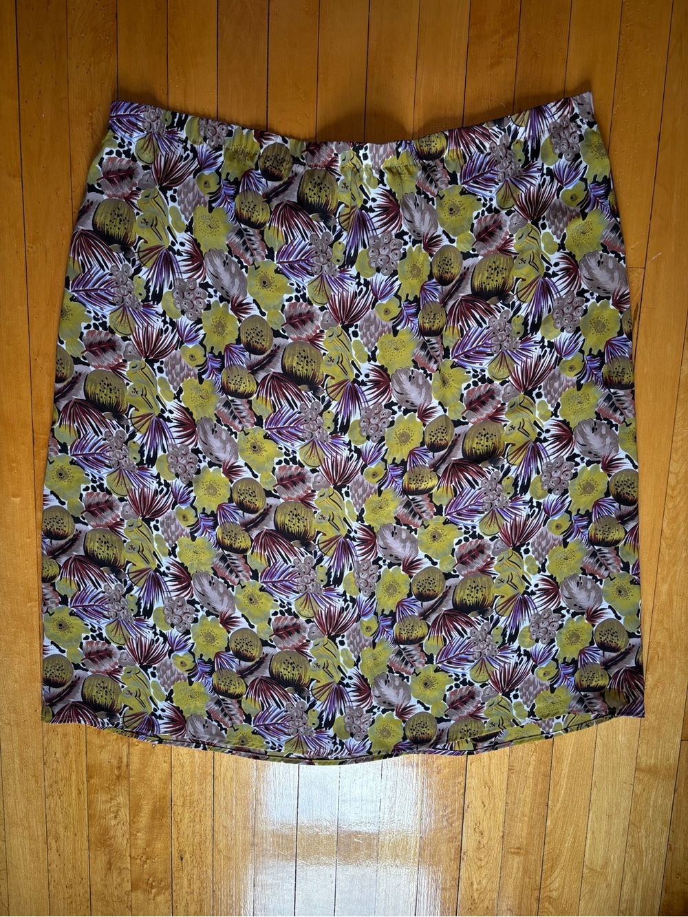 EUC Vintage 90s Tropical Fruit & Floral Botanical Midi Skirt | Women’s Plus 20W - Picture 13 of 14